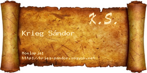 Krieg Sándor névjegykártya